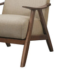 Fauteuil d'appoint rembourré en tissu avec accoudoirs incurvés, marron clair