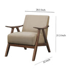 Fauteuil d'appoint rembourré en tissu avec accoudoirs incurvés, marron clair