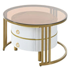 Table basse ronde empilable avec 2 tiroirs, tables gigognes modernes