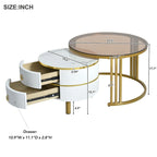 Table basse ronde empilable avec 2 tiroirs, tables gigognes modernes