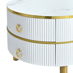 Table basse ronde empilable avec 2 tiroirs, tables gigognes modernes