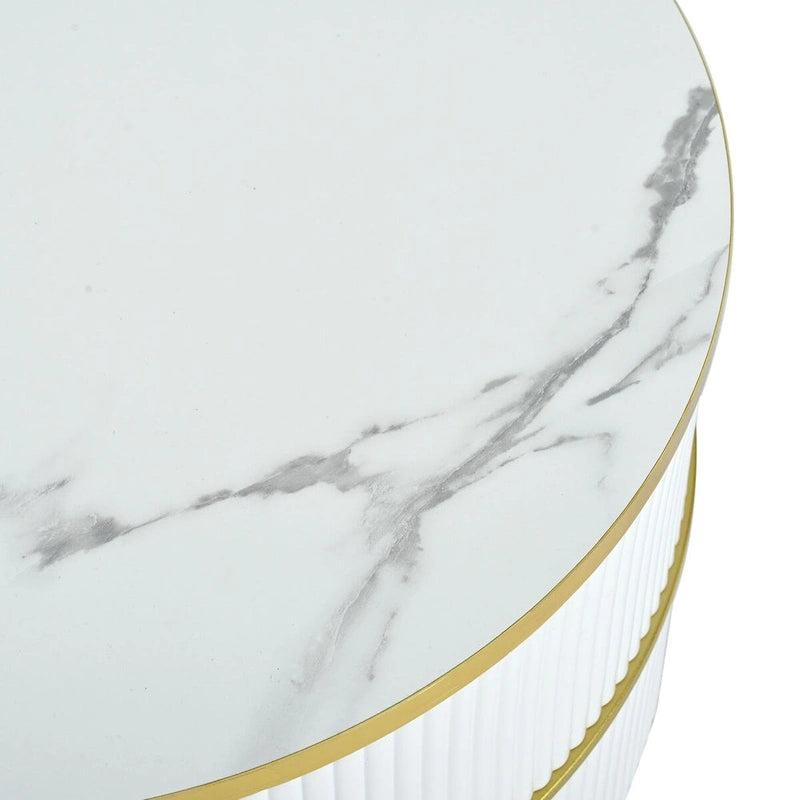 Table basse ronde empilable avec 2 tiroirs, tables gigognes modernes