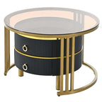 Table basse ronde empilable avec 2 tiroirs, tables gigognes modernes