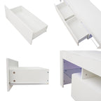 Meuble TV moderne jusqu'à 70 pouces avec 2 tiroirs et étagères, lumières LED - 160 cm (L) x 35,5 cm (P) x 45,7 cm (H)