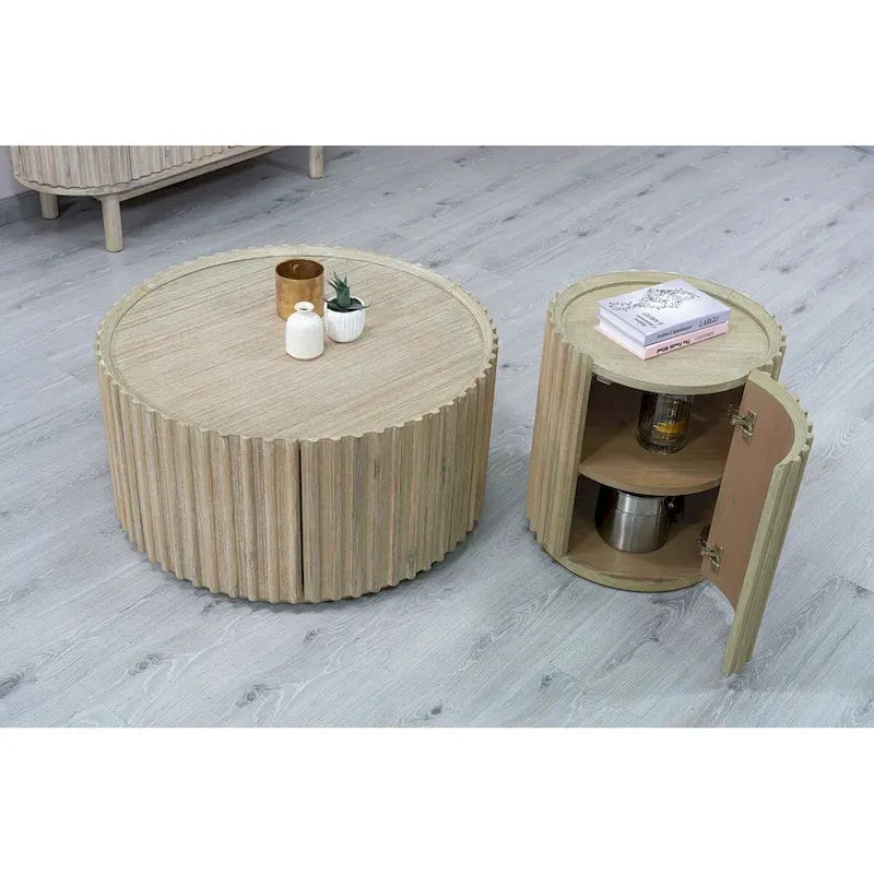 Table basse ronde en acacia Willow