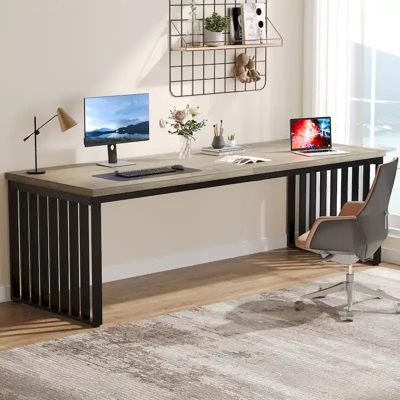 Bureau d'ordinateur de 78,74 pouces pour deux personnes pour bureau à domicile