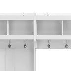Porte-manteau d'entrée en bois autoportant 4-en-1 minimaliste avec plusieurs espaces de rangement