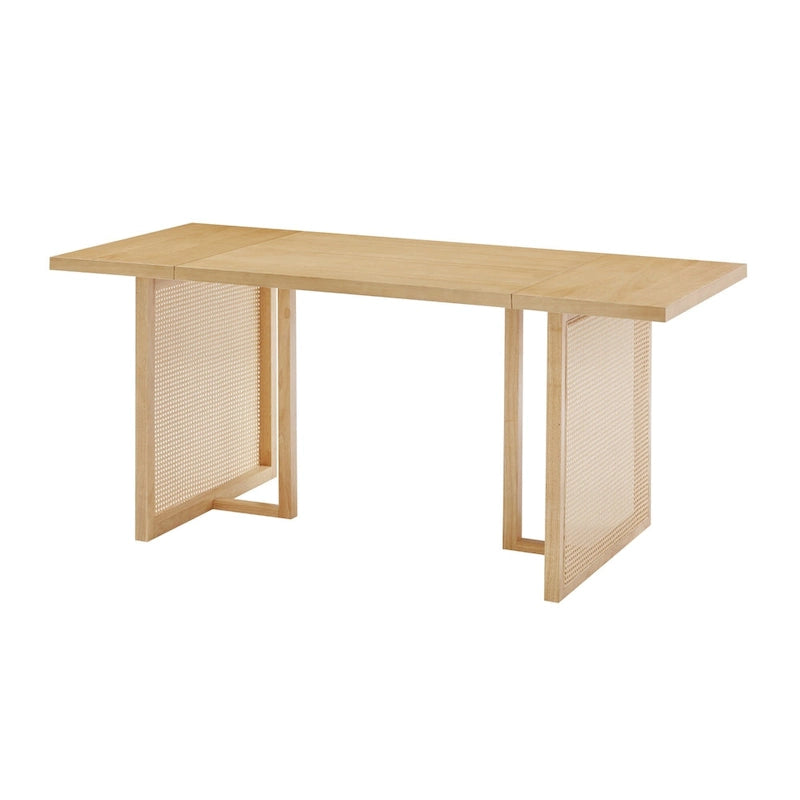 Table à manger bohème Willow pour 6 personnes avec pieds en bois massif, table à manger avec accent en rotin bohème